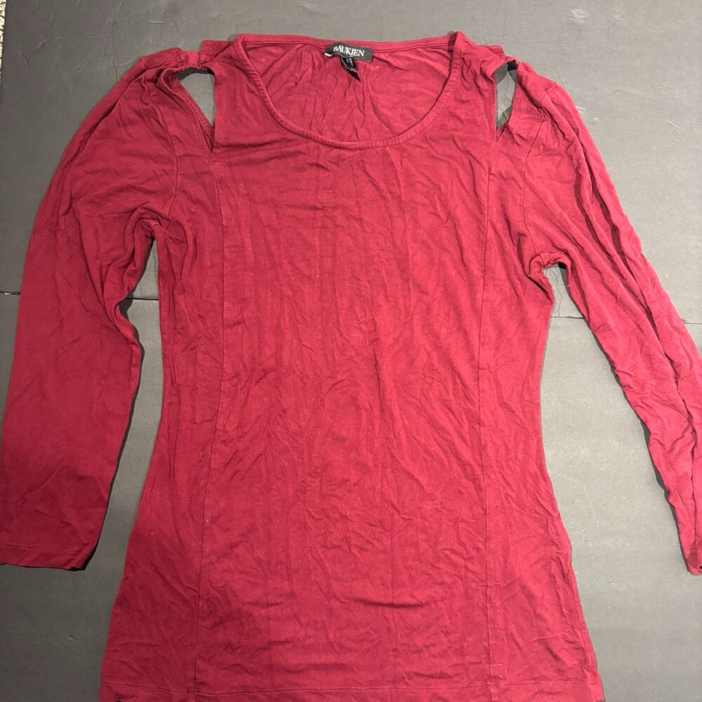 Baukjen Women’s Red Long Sleeve Top – Size 12, Shoulder Cutouts